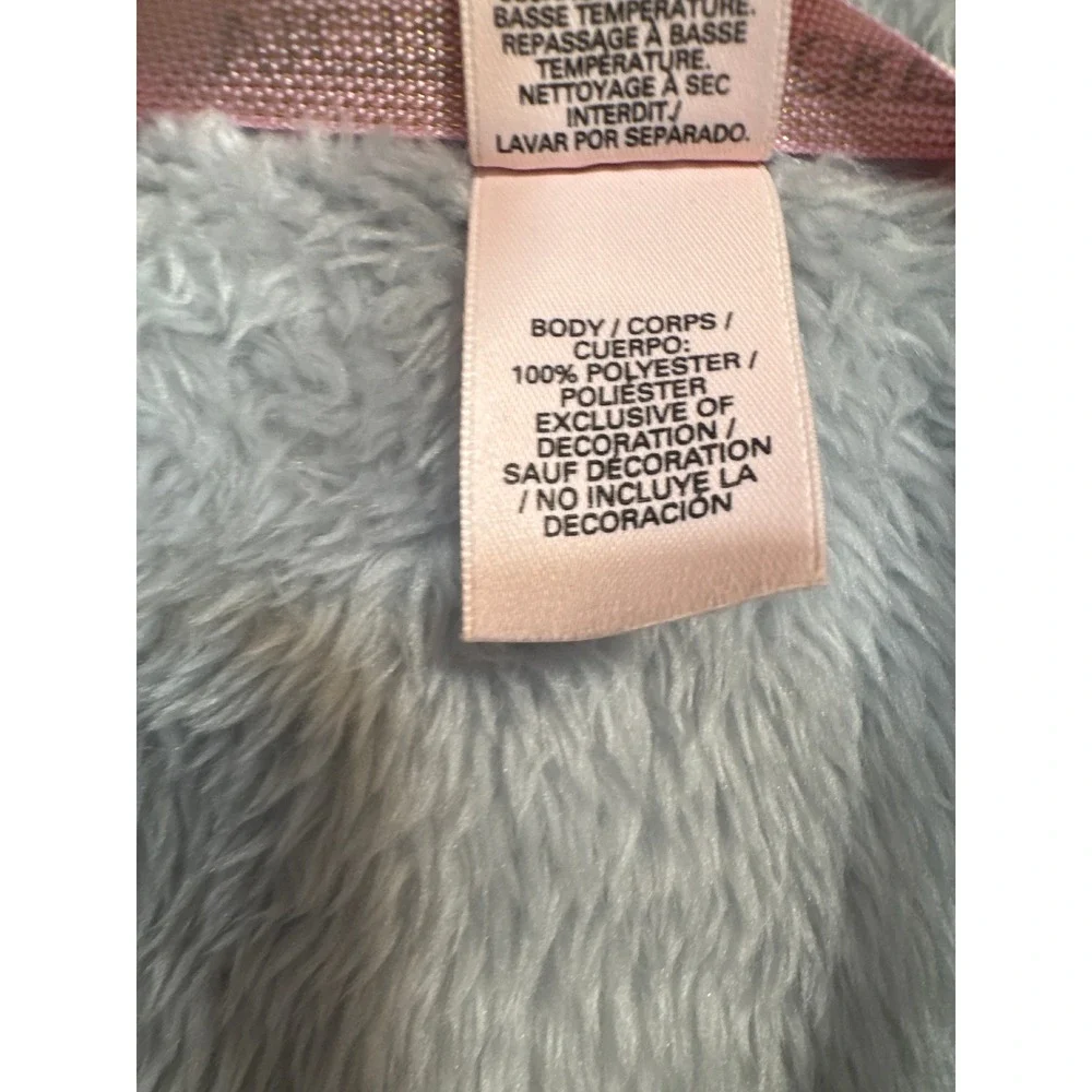 Victorias Secret Light Blue Plush Fleece‎ Short Robe Love Embroidered ML